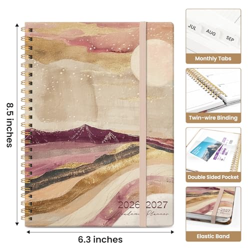 Planner 2026-2027, Academic Year Monthly and Weekly Calendar Planner, Jul 2026 - Jun 2027, Hardcover Teacher Student Planning Agenda book with Tabs, Perfect for School Office Supplies, 6.3" x 8.5" - Landscape - color: C-Landscape, size: (6.3"x8.5")a5
