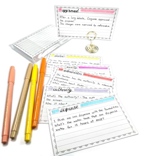 PPAPPAPPIYO Cute Doodle Border 3x5 Index Cards (50 Pack) - Aesthetic Heart Frame Lined Note Cards, 260gsm Heavyweight Thick Flashcards for Studygram, School, Journaling (Black, 3x5)