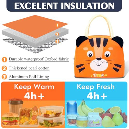 Lunch Bags Tote Cooler Bag Insulated Reusable Lunch Tote Bags Cartoon Portable Lunch Box Bag for Work Office Picnic Beach (Tiger) - color: Tiger