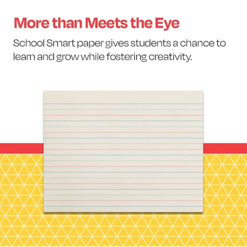 School Smart Red & Blue Newsprint Paper, 3/4 Inch Ruled, 11 x 8-1/2 Inches, 500 Sheets, White