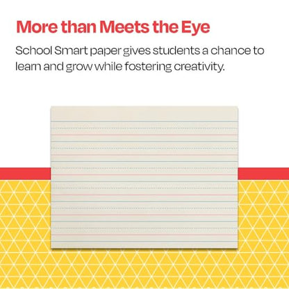 School Smart Red & Blue Newsprint Paper, 3/4 Inch Ruled, 11 x 8-1/2 Inches, 500 Sheets, White