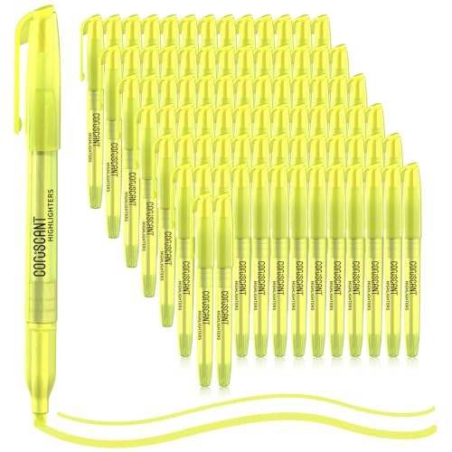 coruscant 80 packs of highlighters, yellow highlighter, wide chisel tip marking, quick drying, bulk fluorescent pen marking, non-toxic and tasteless, suitable for schools offices and home. - size: 1 Count (Pack of 80)