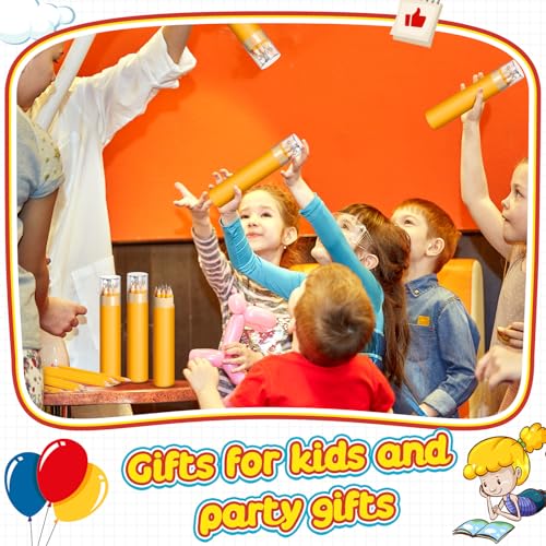 24 Pack Presharpened Pencils Bulk in Tube with Sharpener and Eraser, #2 HB Yellow Wood-cased Pencils Gift for Christmas Holiday Supplies Prize Party Favor