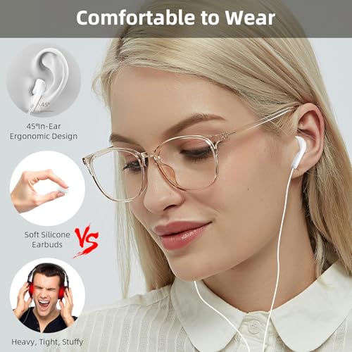 USB Earbuds with Microphone for PC Laptop Computer, 7.5FT White | Noise Isolating Computer Headset with Volume Control Stereo Bass Wired in Ear Earbuds for Gaming Zoom Meeting Office Worker