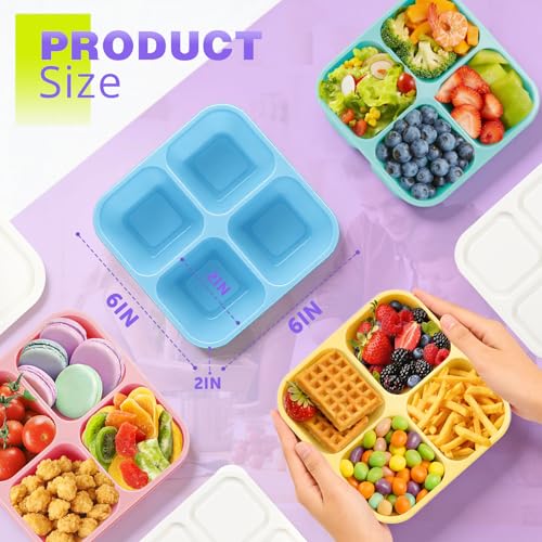 4 Pack Snack Containers Bento Box Adult Lunch Box,Meal Prep Container, Reusable Food Storage lunch Containers Stackable for Work, Travel and Gym (Pink, Blue, Green, Yellow) - color: Pink, Blue, Green, Yellow