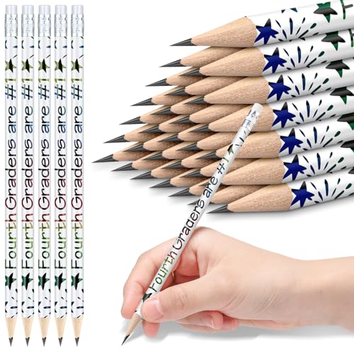 Tenceur 24 Pcs 4th Graders Pencils Bulk Motivational Pencils with Erasers Inspirational Pencil with Back to School Supplies for Kids Student Teacher Classroom Reward - style: 4th Graders
