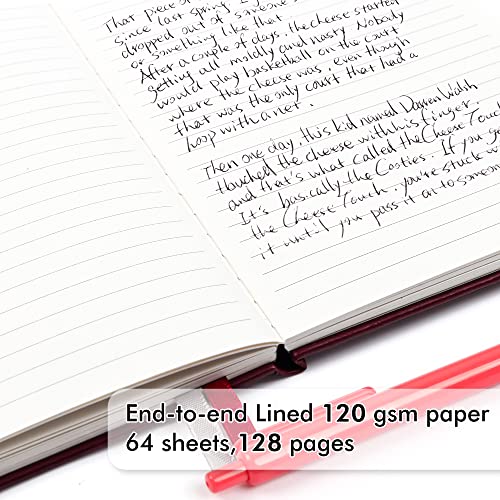 feela 24 Pack Journal Notebook for Work, Business Notebook Bulk Hardcover Lined Writing Journal with Pen Holder for Men Women Note Taking, with 24 Black Pens, 120 GSM, 5.1”x8.3”, A5, Wine - color: 24 Pack wine