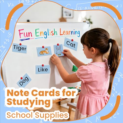 300 Count Blue Index Cards 3x5 Inch with Ring, Heavy Weight Flash Cards, Note Taking Supplies, Portable Note Cards, Study Flashcards for Students & Teachers, Office Home School Study Supplies - color: Blue
