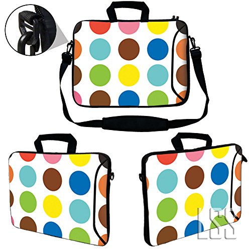 LSS 13.3 inch Laptop Sleeve Bag Notebook with Extra Side Pocket, Soft Carrying Handle & Removable Shoulder Strap for 12" 12.1" 13" 13.3" Apple MacBook Air, GW, Acer, Aspire Asus, Dell, HP, Sony, Toshiba, Samsung - Polka Dots - color: Polka Dots, size: 13