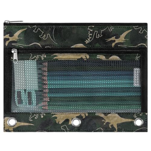 WAWSAM Dinosaur Pencil Pouch for 3 Ring Binder, Binder Pencil Pouches for boys with Zipper, Pencil Case with Clear Window, Cosmetic Bags for Office School College Supplies - color: Dinosaur