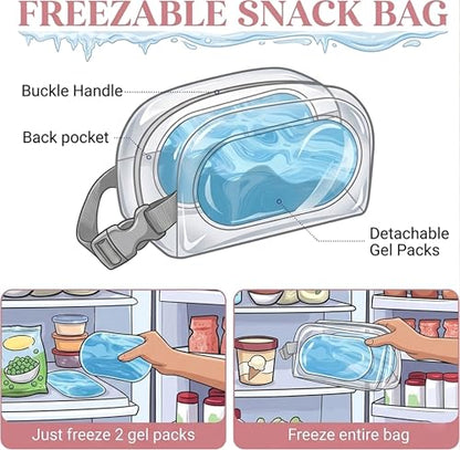 Small Lunch Bag for Girls with 2 Ice Packs, Insulated Mini Lunch Box, Freezable Cooler Bag for Kids Toddler, Reusable Snack Bags for School, Cute Lunchbox Back to School Supplies
