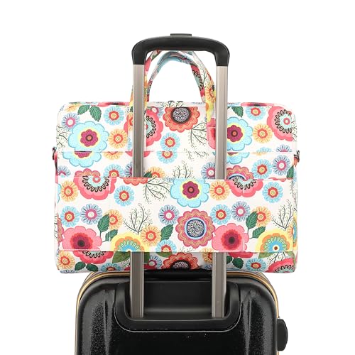 Muti-Pockets Laptop Sleeve Case Bag,Rebound Bubble Cushioned Laptop Shoulder Bag Fits Laptop 15.6 inch-16 inch (Red Flower) - color: Red Flower(muti-pockets)