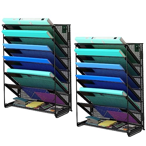 Kuntine.B Wall File Organizer Office Hanging Magazine Holder Wall File Organizer for Office Home - color: Black, size: 7 Tier 2 Pack
