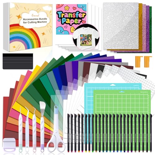 The Ultimate Accessories and Supplies Bundle for Maker and All Explore Air - The Starter Kit with Deluxe gift packaging,Weeding Tools,Glitter Vinyl,Permanent Vinyl,Transfer Paper for Crafting Projects - color: Ultimate kit