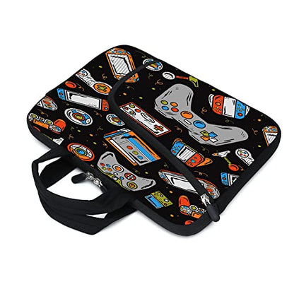 Laptop Sleeves 14 15 15.4 15.6 Chromebook Case Notebook Sleeve PC Messenger Bag Tablet Case Neoprene Handle Sleeve for Men Women, Two Pockets(Games-1) - color: Games-1