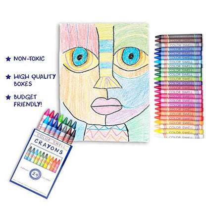 Color Swell Bulk Crayons, 20 Packs, 24 Colors Per Pack (480 Total) - size: 20 Pack | 480 Crayons