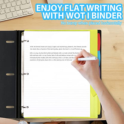 WOT I 1-Pack Telescoping 3 Ring Binder Notebook - Customizable Cover, 5 Dividers & Pocket Folder in One Slim Organizer (60 Sheets Included), Black - color: Black, size: 1 Pack