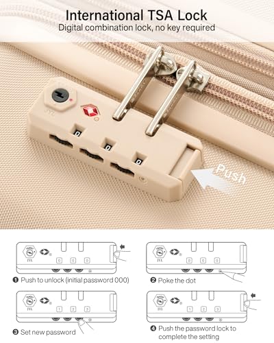 Hanke 20 Inch Expandable Carry On Luggage, 22x14x9 Airline Approved, TSA Lock Hard Shell Lightweight Suitcase for Men Women (Cuba Sand) - color: Cuba Sand, size: 20 Inch EXT
