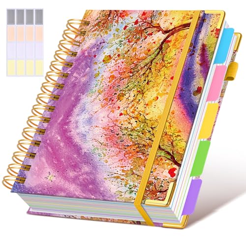 Hardcover Spiral Notebook journal with Removable Dividers Tabs, 300 Pages 5 Subject Notebook College Ruled, 100GMS Notebooks for Work School Note taking,Lined Journal for Women,A5 Autumn Tree - color: Autumn Tree, size: 6.2"x8.2"
