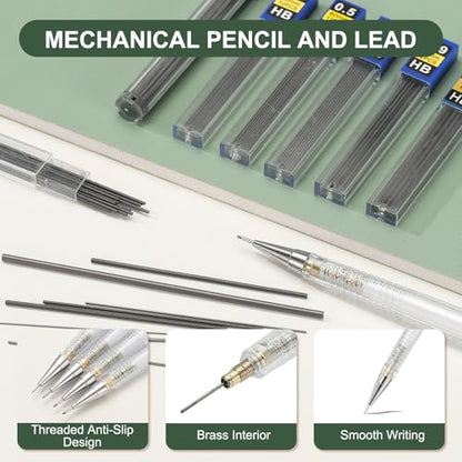 PATIKIL 6Pcs Mechanical Pencil 0.5mm, Lead Pencils Mechanical Holder Fine Point Automatic Plastic Holder with Eraser for Drawing Art Sketching Woodworking, White