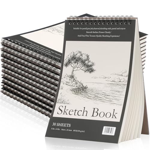 Jexine 60 Pcs 5.5'' x 8.5'' Top Spiral Bound Sketch Book 30 Sheet Each(68lb/100gsm), Sketching Drawing Pad Bulk Artist Sketch Pad Drawing Paper Art Sketchbook for Painting (Tree) - style: Tree