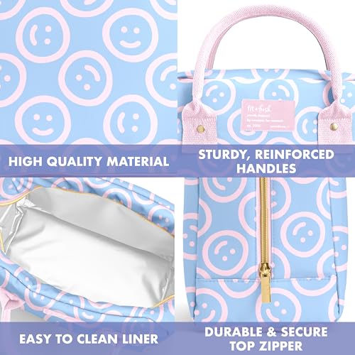 Fit & Fresh Bloomington Lunch Bag for Women - Insulated Large Lunch Box for Work with Containers, Leak-Resistant, Stain-Resistant, Zipper Closure, All Smiles Bubble Gum - color: Bubble Gum