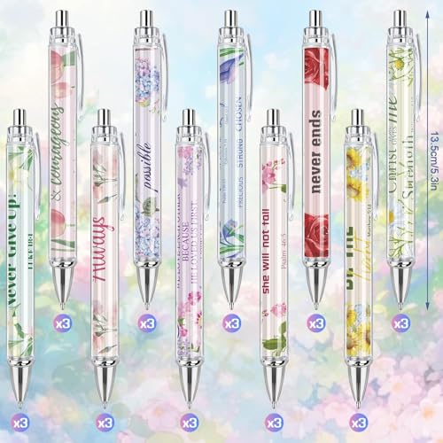 30 Sets Christian Bible Verse Pens Gifts Bulk with Bookmarks Inspirational Scripture Pens Religious Ballpoint Pen with Black Ink Floral Design for Prayers Women Church Gifts (Floral) - style: Floral