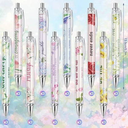 30 Sets Christian Bible Verse Pens Gifts Bulk with Bookmarks Inspirational Scripture Pens Religious Ballpoint Pen with Black Ink Floral Design for Prayers Women Church Gifts (Floral) - style: Floral