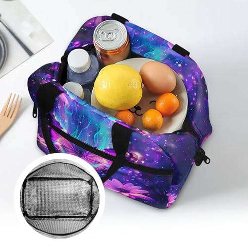 Butterfly Lunch Box for Girls 4-6 Purple Preppy Lunch Box for Kids 6-8 Preschool Meal Bag Boys 8-10 Kindergarten Toddler Children Elementary School Adjustable Shoulder Strap Portable - color: Purple Butterfly