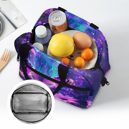 Butterfly Lunch Box for Girls 4-6 Purple Preppy Lunch Box for Kids 6-8 Preschool Meal Bag Boys 8-10 Kindergarten Toddler Children Elementary School Adjustable Shoulder Strap Portable - color: Purple Butterfly