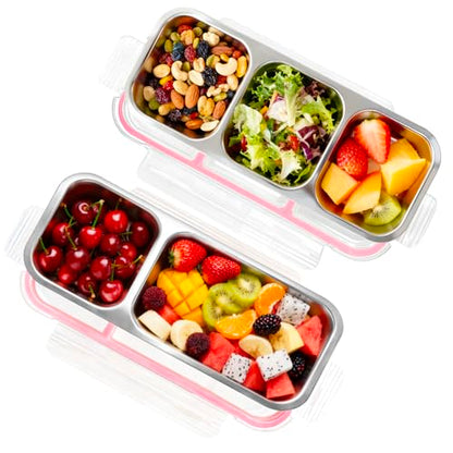 Stainless Steel Bento Box (2+3 Compartments Pink) - color: 2+3 Compartments Pink
