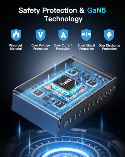 12 Ports Aluminum Alloy 380W Charging Station Fast USB C Charger Block | 65W Laptop GaN Charger for MacBook Pro/Air/iPad Pro/iPhone (Blue) - color: Blue