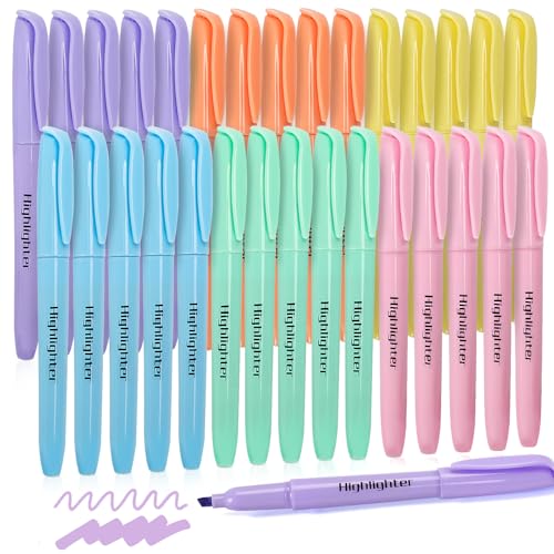 Duchong 30 Count Highlighters, Pastel Highlighters Assorted Colors Bulks, Chisel Tip Dry-Quickly Highlighter Markers for Adult Kids, Office Classroom Must Have, School Supplies for Teachers - color: Multicolor