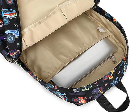 CAMTOP Backpack for Kids, Boys Girls Preschool Backpacks with Lunch Box Toddler Kindergarten School Bookbag Set - color: 0025 Monst Truck