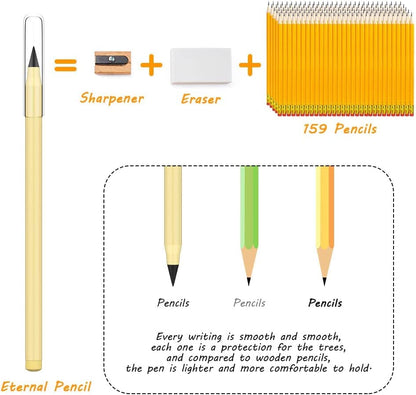 Ainiv Everlasting Pencil - Infinity Pencil with Eraser, Reusable with 10 Replaceable Nibs, Ideal for Home, Office, School and Drawing - color: 10PCS