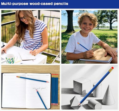 Adhere 25pcs Woodcase Pencils with Eraser Premium Pre-Sharpened Hexagon Graphite 2B pencils ideal for home, office writing including a Free Sharpener(Navy Blue・25pcs) - color: Navy Blue・25pcs