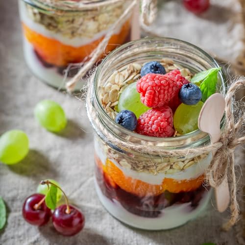 SHOWIN Overnight Oats Containers with Lids, 16oz Glass Jars with Lids 4 pcs, Apricot, Wide Mouth Mason jars for Salad, Yogurt, Snacks, Meal Prep - color: Camel, size: 16oz-4pc