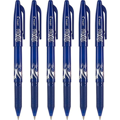Pilot, FriXion Ball Erasable & Refillable Gel Ink Pens, Fine Point 0.7 mm, Pack of 6, Blue - color: Blue