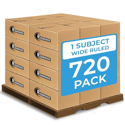 Rosmonde 1000 Packs (Pallet) 1 Subject Spiral Notebook Bulk, Wide Ruled | Pallet of Notebooks, 70 Sheets (140 pages), 8 x 10-1/2", Bulk Spiral Notebooks for School & Office, 4-7 Days Transit - size: 1000 Pack | Express Pallet
