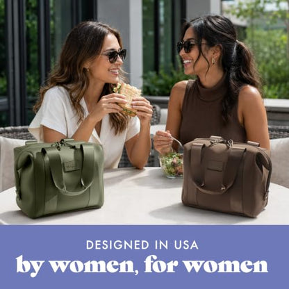 Fit & Fresh Remi Lunch Bag for Women Work – Neoprene Lunch Tote with Containers & Ice Pack, Reusable Meal Prep Lunch Box, Large Capacity, Machine Washable - color: Olive Green