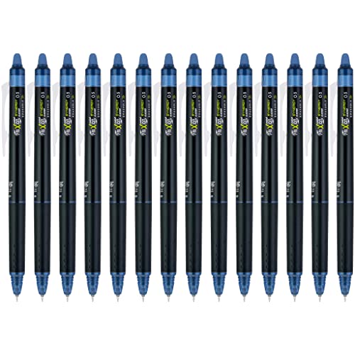 Pilot FriXion Synergy Clicker Erasable, Refillable, Retractable Gel Ink Pens, Extra Fine Point 0.5 mm, Pack of 14, Navy, FriXion Erasable Pens 0.5 - Ideal for School & Office Writing - color: Navy, size: 1 Count (Pack of 14)