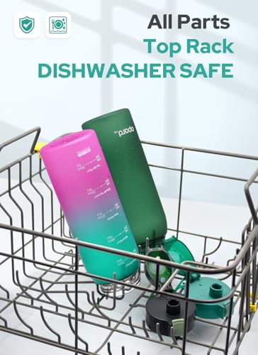 Opard Zip 30oz Plastic Water Bottle Dishwasher Safe, Leakproof Flip-Top Lid, BPA Free Tritan, Wide Mouth Reusable Sports Water Bottle for Gym Hiking Commuting Outdoor Travel and School - color: Teal Pink, style: 30 Ounces