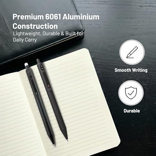 Everyman Black Grafton Pen and Pencil Set | Premium EDC Metal Gel Ink Pen + Mechanical Pencil | Refillable Executive Writing Tools for Office, Business, Men’s Gift & Daily Use - color: Black, style: Pen and Pencil Set