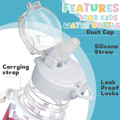 OLDLEY 17oz Kids Water Bottle, Tritan BPA-Free, Leakproof Flip Straw Lid, Motivational Time Marker, Carry Strap, Reusable Clear Water Bottle for Boys & Girls,Clear Butterflies - color: Clear Butterflies, style: 17 Ounces