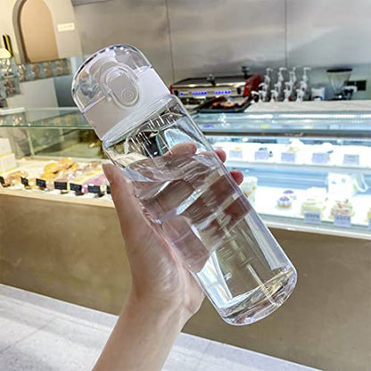 Clear Plastic Water Bottle | No Markings 24oz Chug Lid Sports Water Bottle | Leak Proof Re-Usable Flip Top Plastic Drinks Bottles for School, Exams, Office, Gym, Cycling (Clear-24oz) - color: Clear-24oz