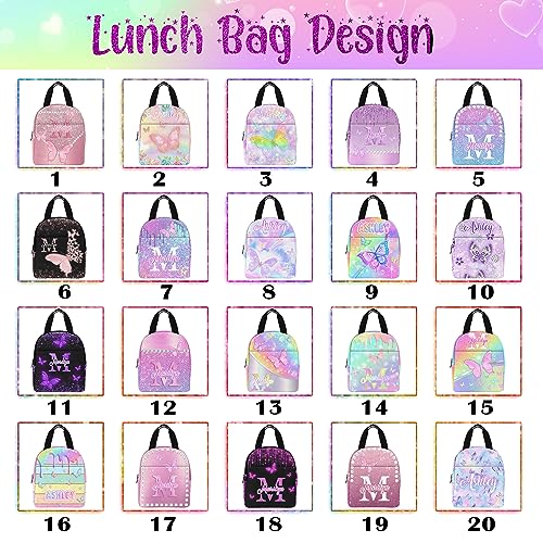 MyPupSocks Custom Backpack for Girls, Personalized Girls Backpack Butterfly Casual Schoolbag Monogram with Initial Name for Kids Customized Kids Bookbag for Back to School - color: Multi 00-1