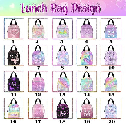 MyPupSocks Custom Backpack for Girls, Personalized Girls Backpack Butterfly Casual Schoolbag Monogram with Initial Name for Kids Customized Kids Bookbag for Back to School - color: Multi 00-1