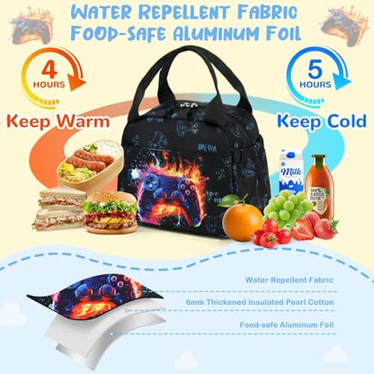 CAMTOP Boys Lunch Box Kids Insulated Lunch Bag Kids Cute Lunchbox for Boys Loncheras Para Niños - color: Gaming Controller