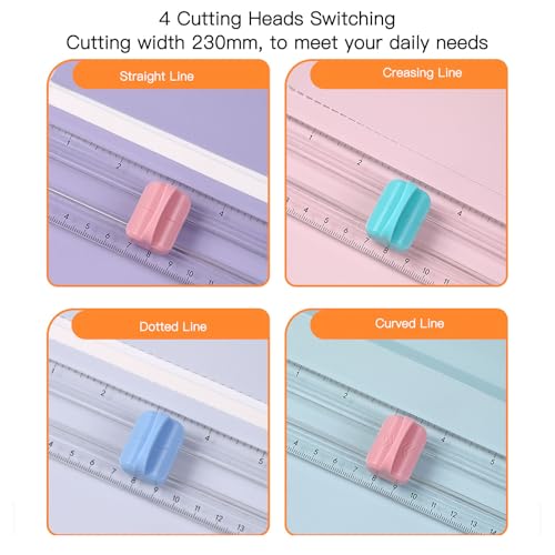Paper Cutter Portable Paper Trimmer Cutter 4 in 1 Paper Trimmer Scrapbooking Tool Paper Trimmer with 45 to 90 Degree Angle Measuring (Green) - color: Green