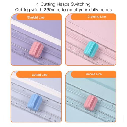 Paper Cutter Portable Paper Trimmer Cutter 4 in 1 Paper Trimmer Scrapbooking Tool Paper Trimmer with 45 to 90 Degree Angle Measuring (Green) - color: Green